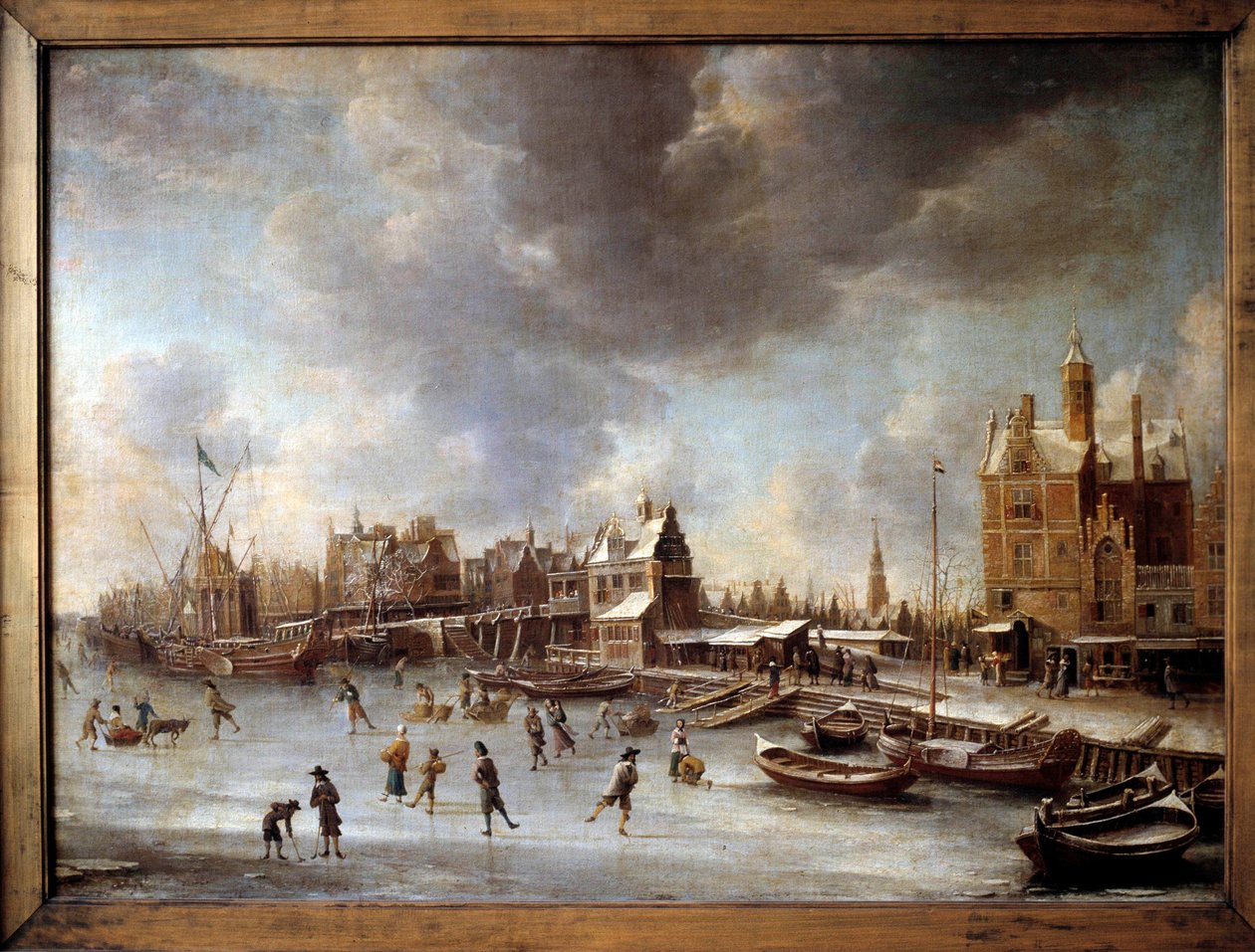 Winter Landscape: Skaters on a Frozen Lake by Jan Abrahamsz. Beerstraten