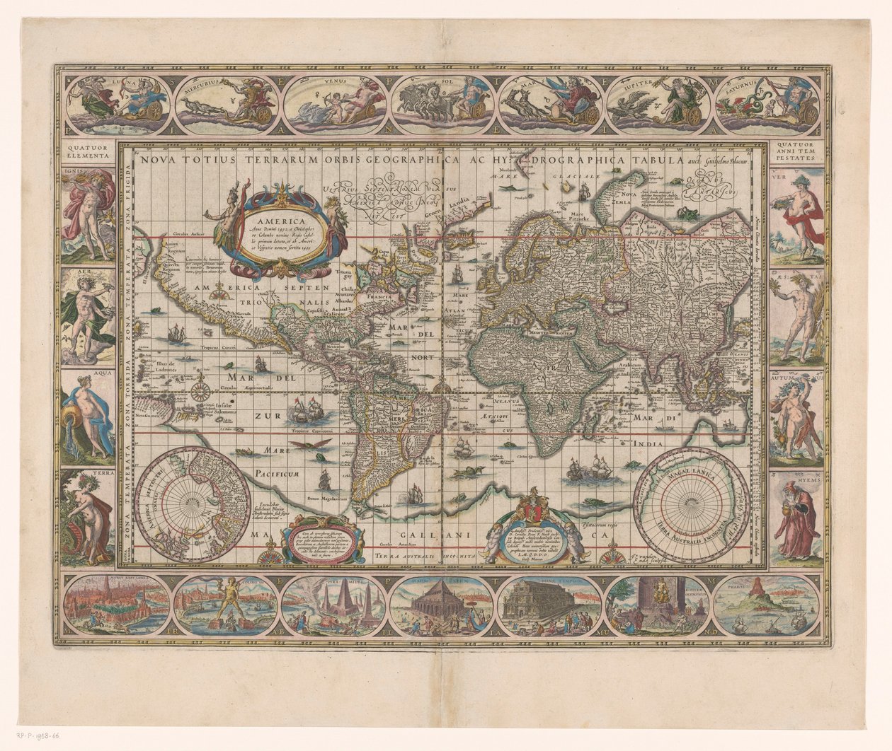 World Map with Decorative Borders by Jan Aertse van den Ende