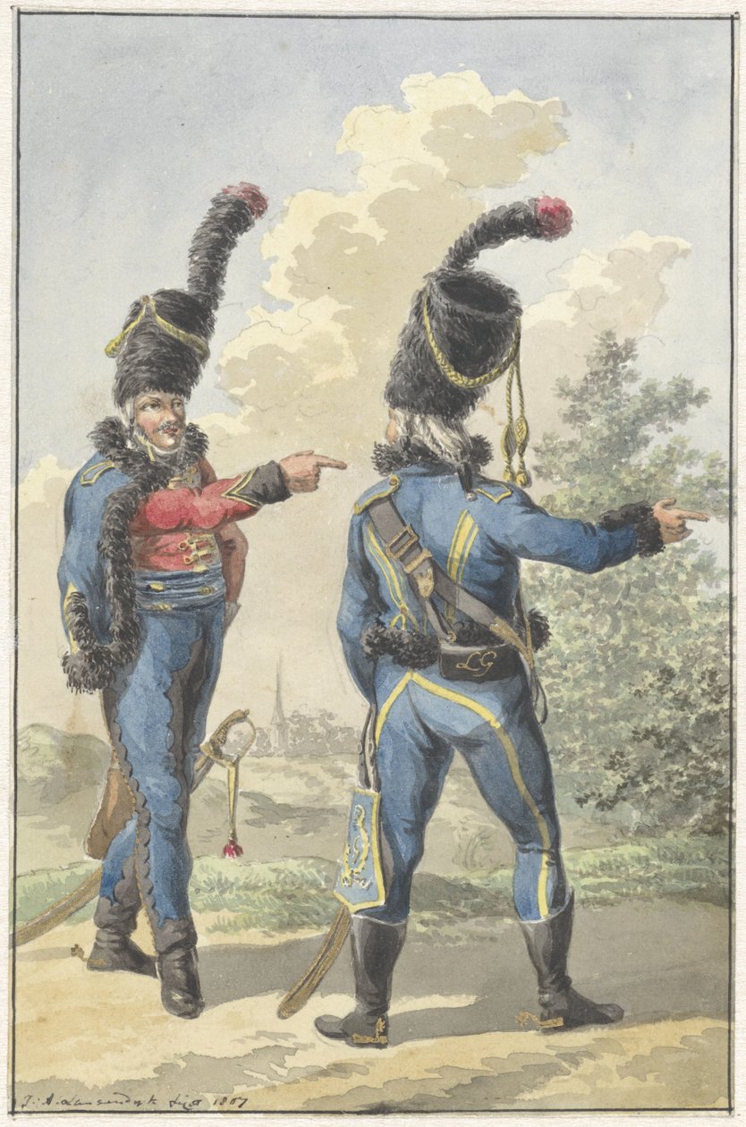Two Standing Soldiers by Jan Anthonie Langendijk Dzn