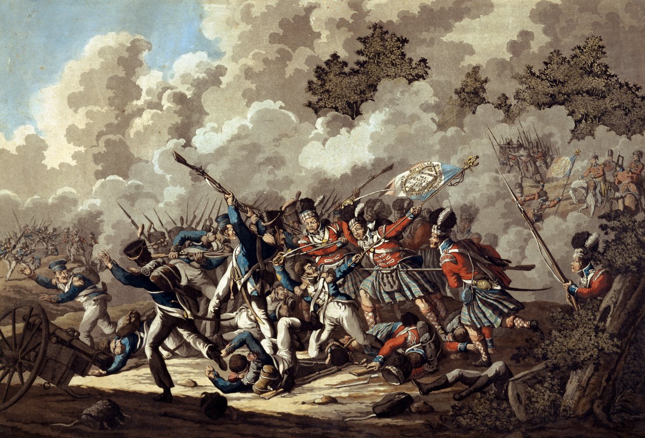 Defeat of the French Guard by the Highlanders, La Haye Sainte, during the Battle of Waterloo, 1815 by Jan Anthonie Langendyk