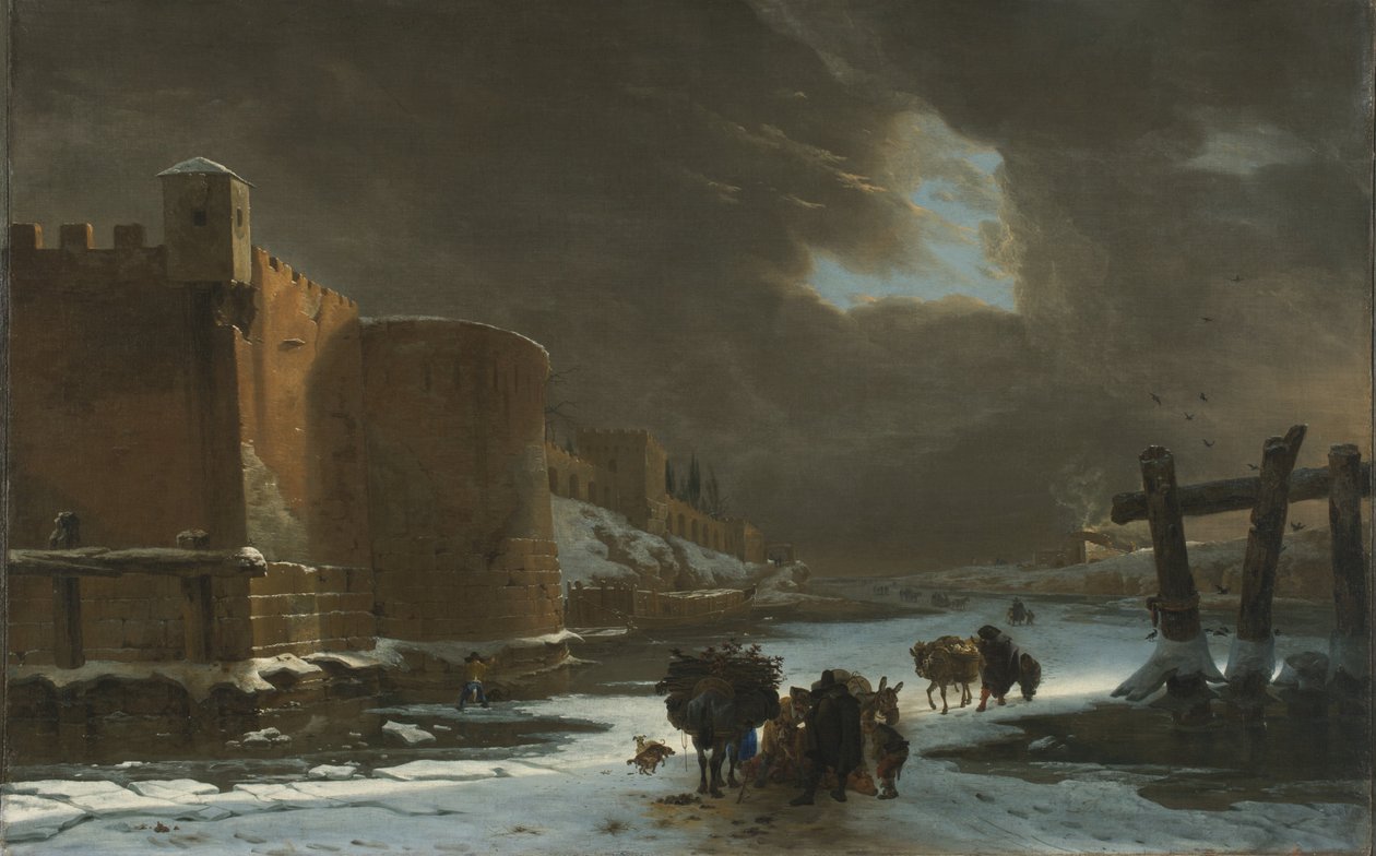 Frozen Moat Outside City Walls by Jan Asselyn