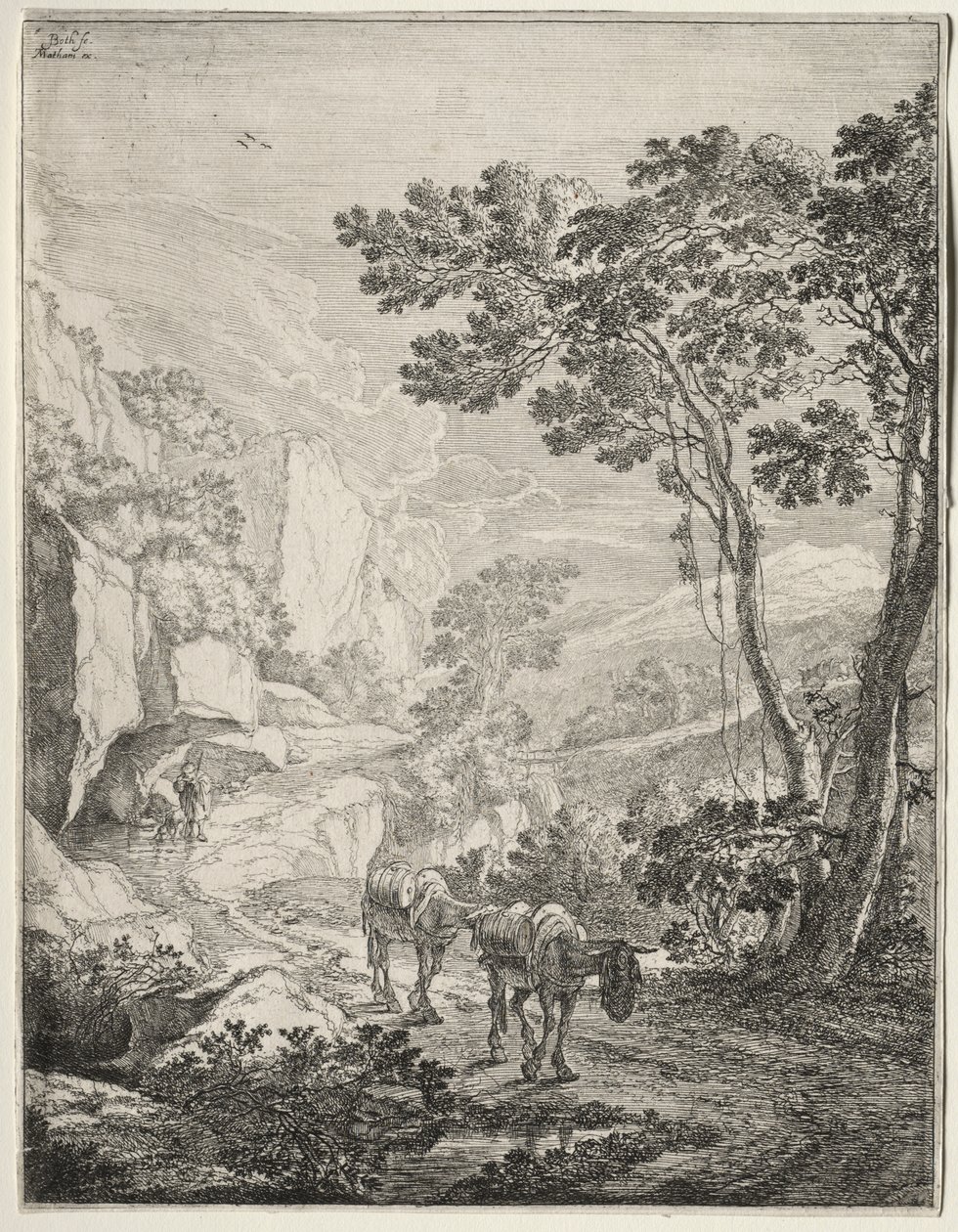 The Two Mules. Rocca Aquatico near Ancona by Jan Both