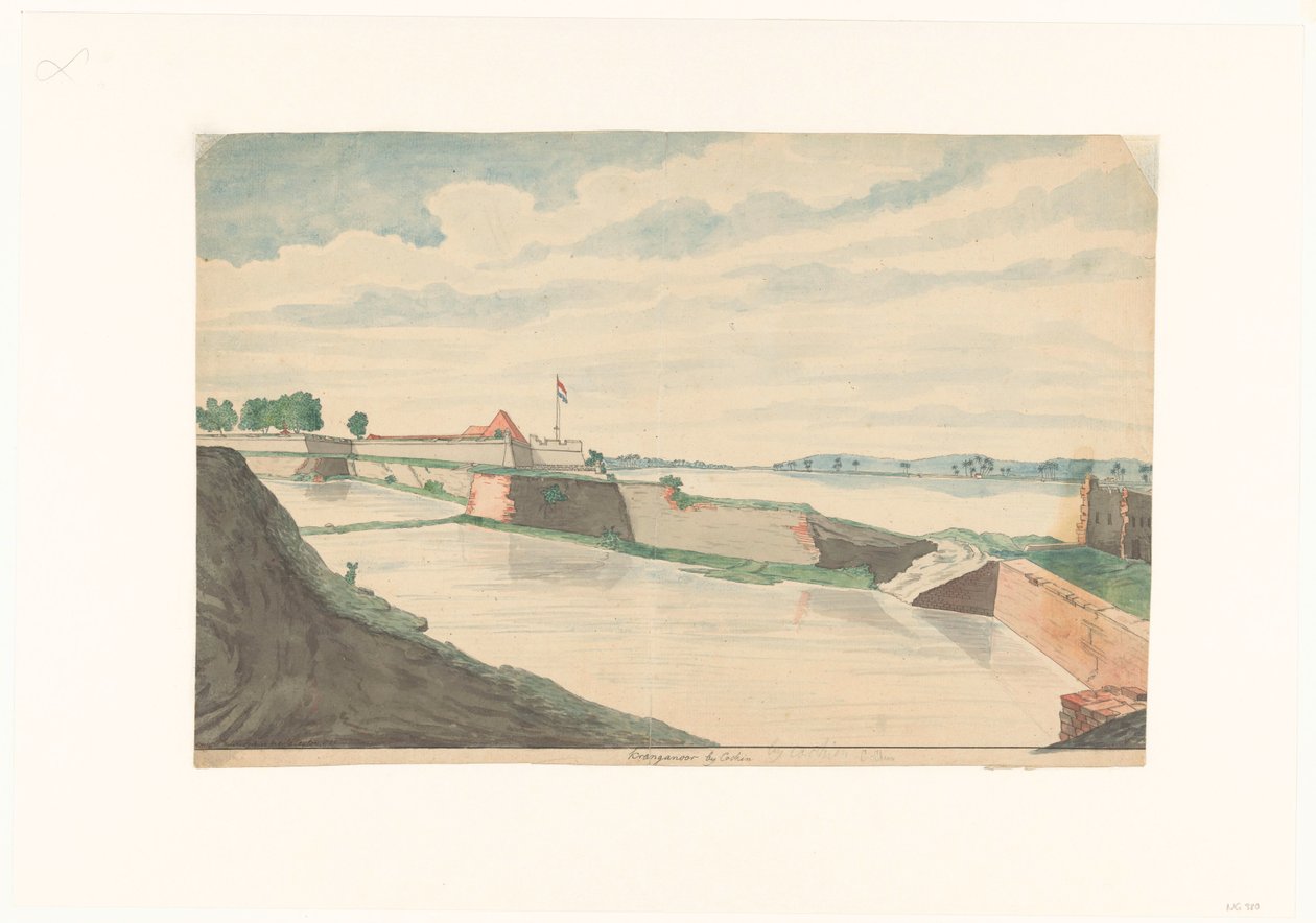 Fort Kranganoor near Cochin by Jan Brandes (signed by artist)