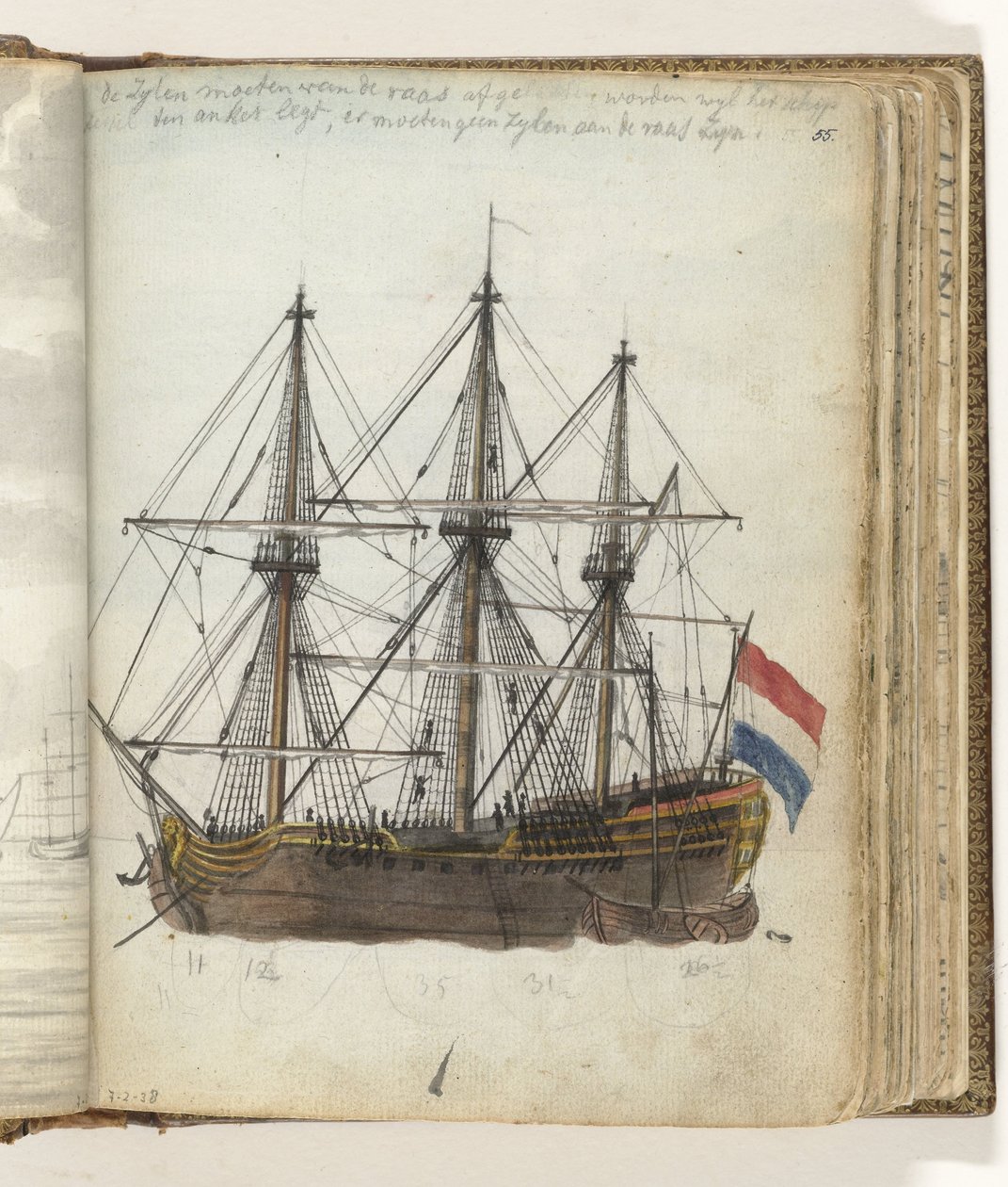 East Indiaman at Anchor by Jan Brandes
