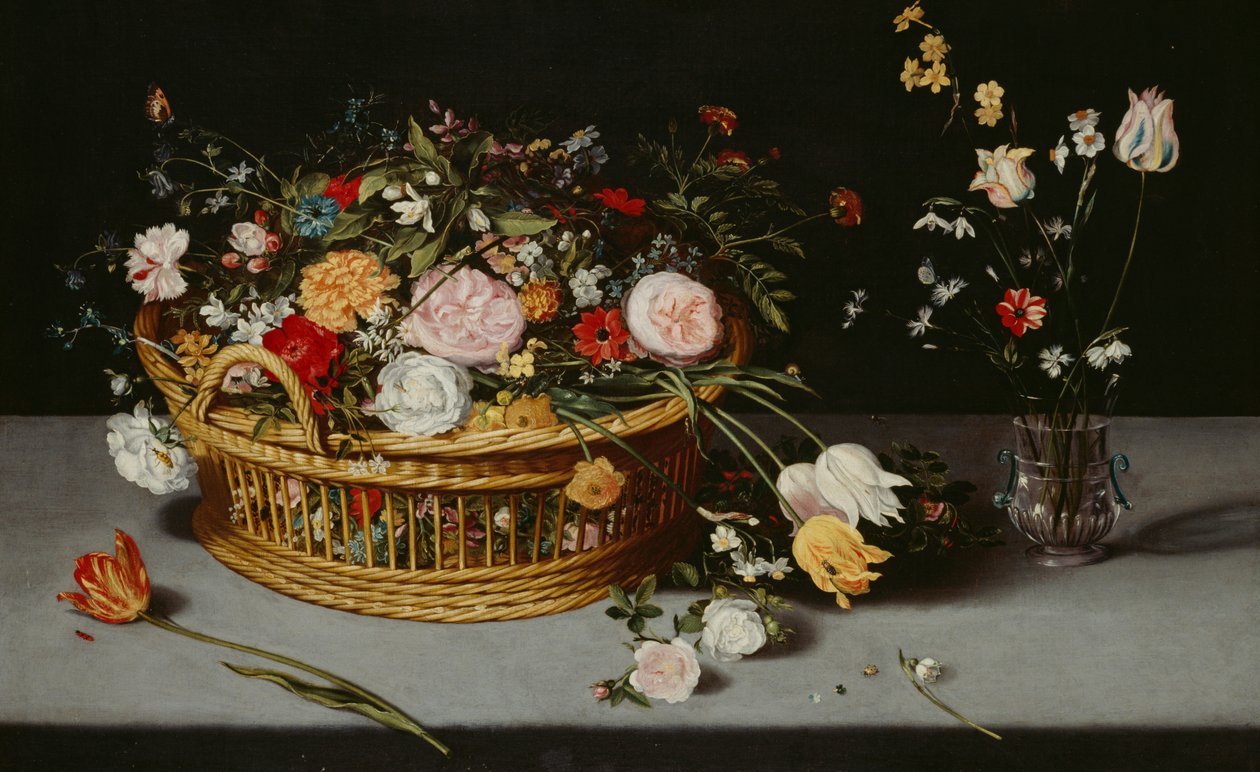 Still Life with Basket and Vase of Flowers by Jan Brueghel the Younger