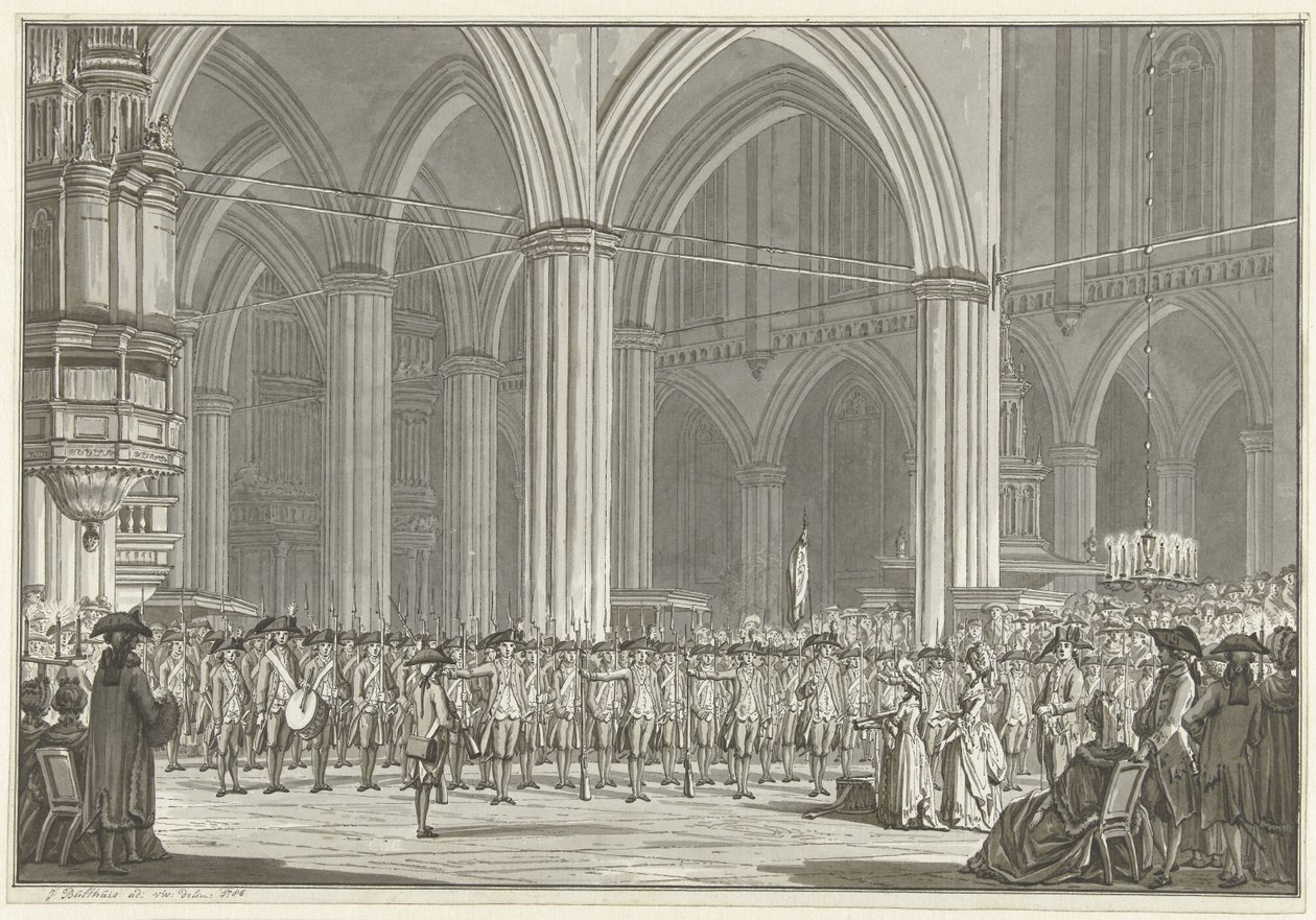 Society Pro Patria in the Nieuwe Kerk, 1786 by Jan Bulthuis (signed by artist)