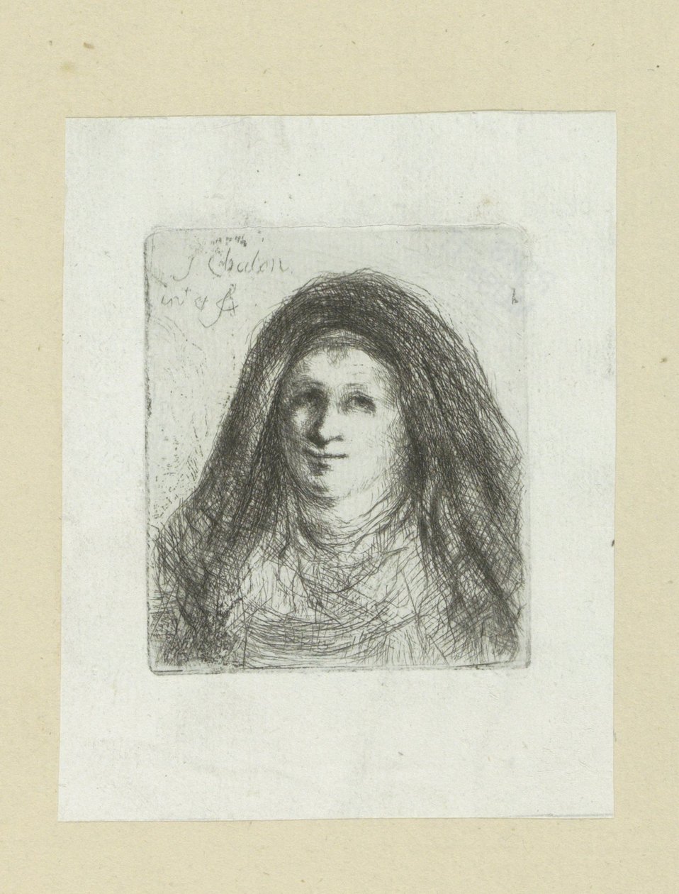 Adult Woman with Headscarf (The Compleat Work of Etchings by John Chalon) by Jan Chalon