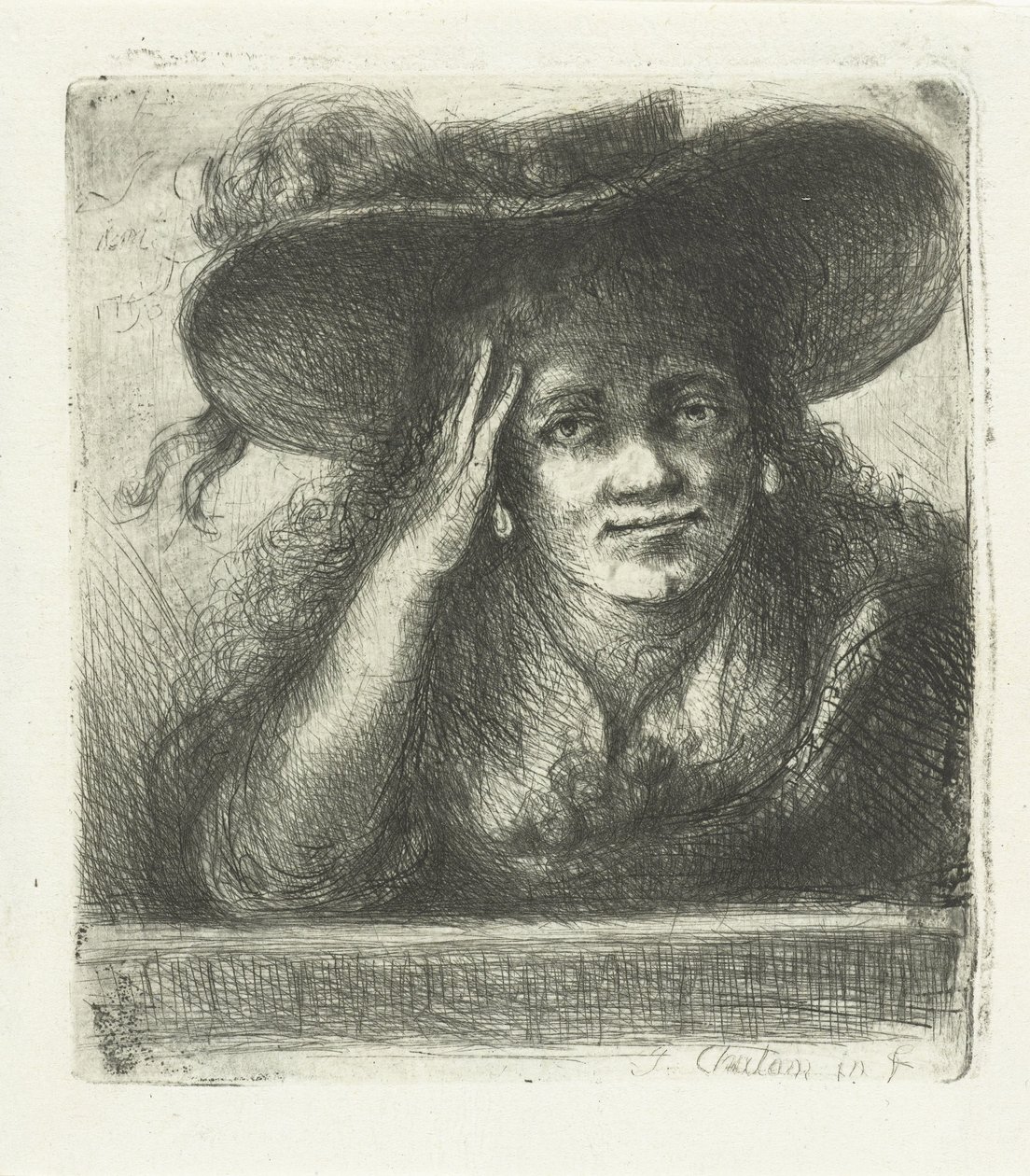 Woman with Large Round Hat by Jan Chalon