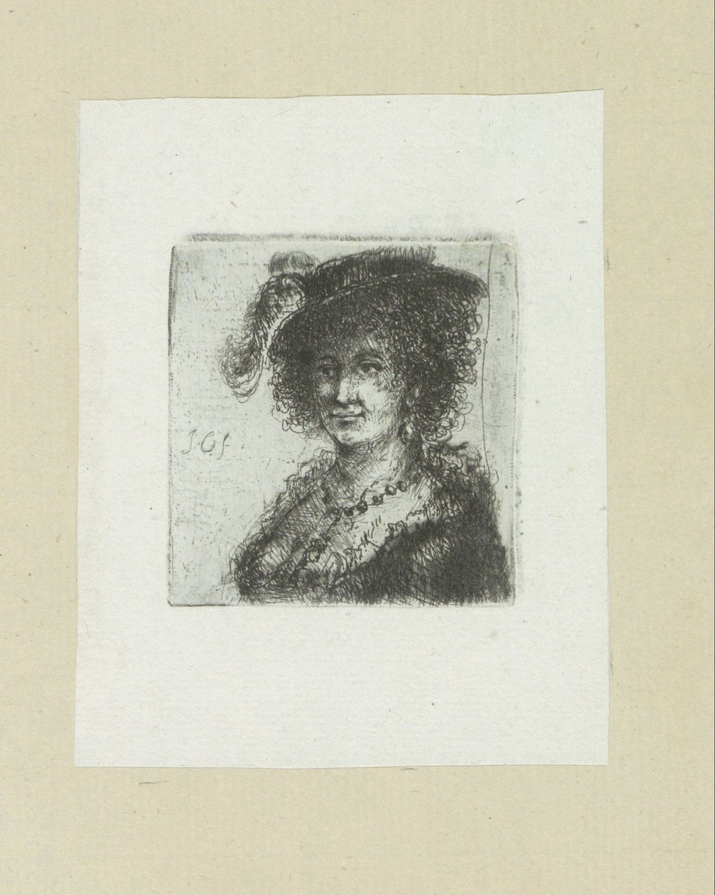 Woman with Hat with Feather by Jan Chalon