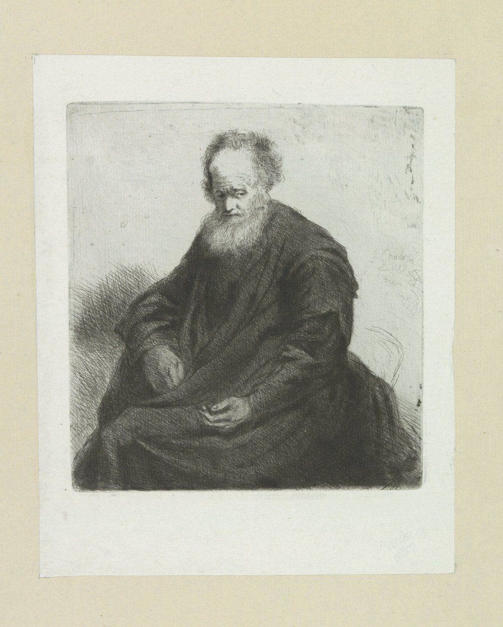 Seated Old Man with Long Cloak by Jan Chalon