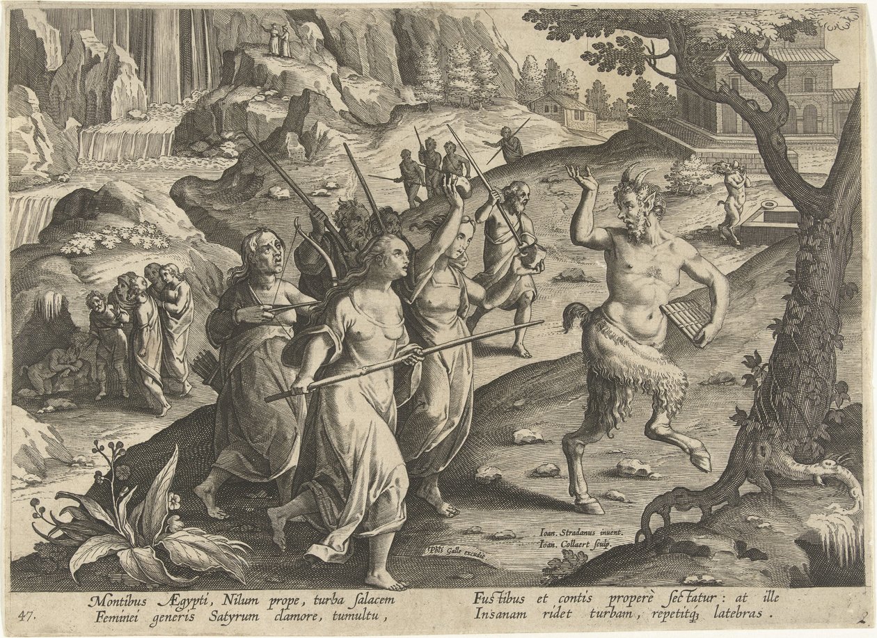 Women Chasing Away a Satyr by Jan Collaert (II)