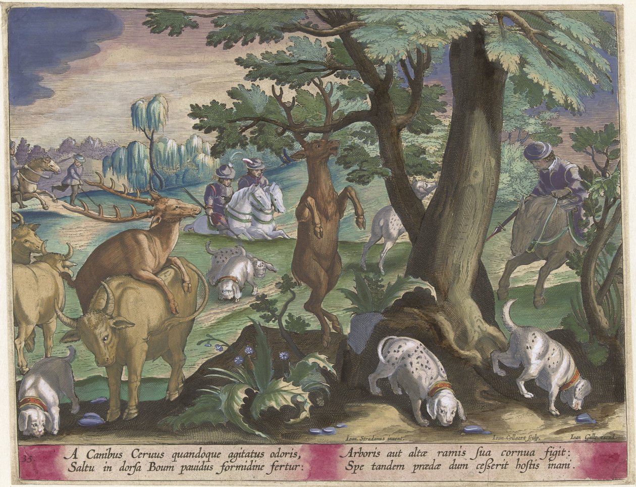 Deer Hunt with Dogs (Hunting Scenes) by Jan Collaert