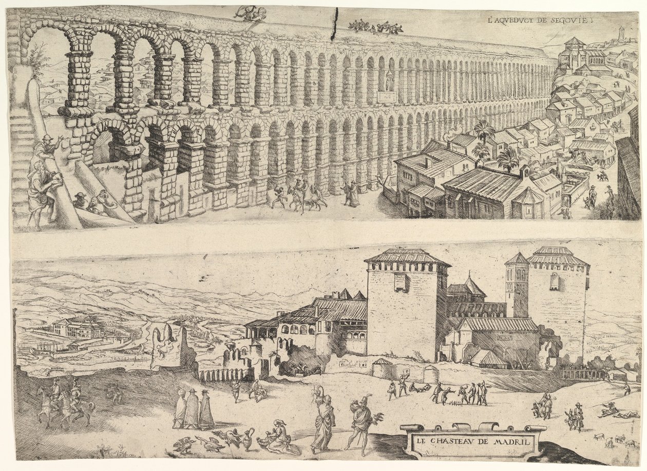 The Aqueduct at Segovia and The Castle of Madrid by Jan Cornelisz Vermeyen