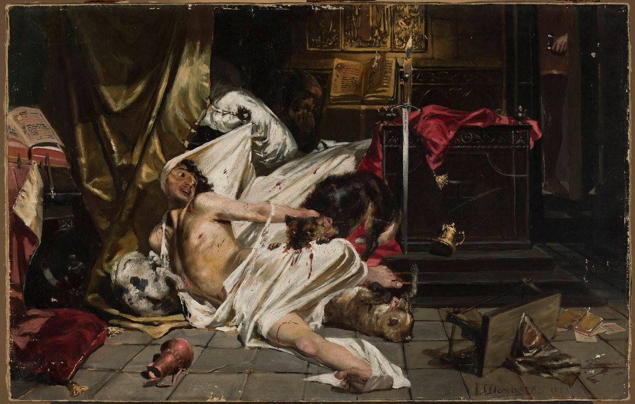 Man Fighting with Wolves by Jan Czesław Moniuszko
