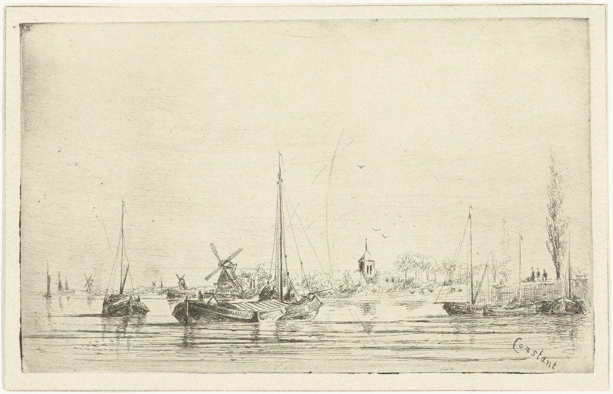 River View with Church Tower by Jan Daniël Cornelis Carel Willem baron de Constant Rebecque