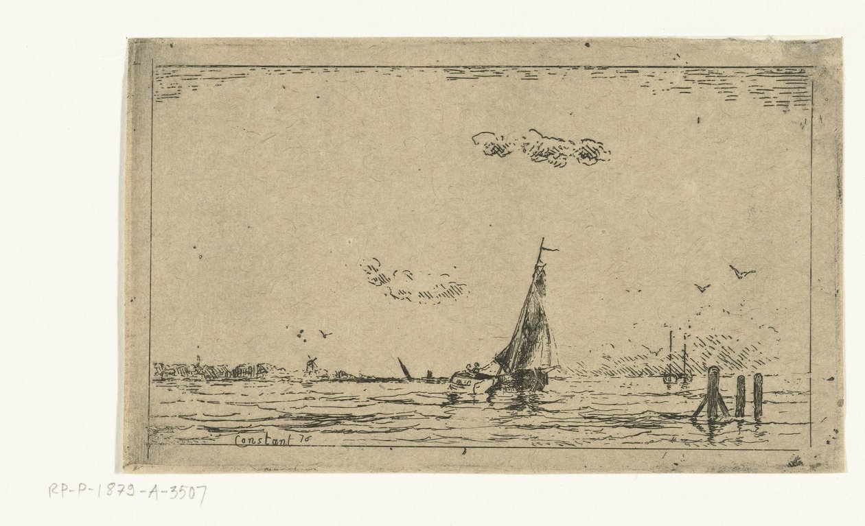River View with Sailing Ship by Jan Daniël Cornelis Carel Willem baron de Constant Rebecque