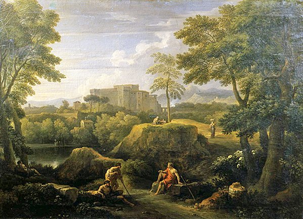 Landscape with figures by Jan Frans van Bloemen