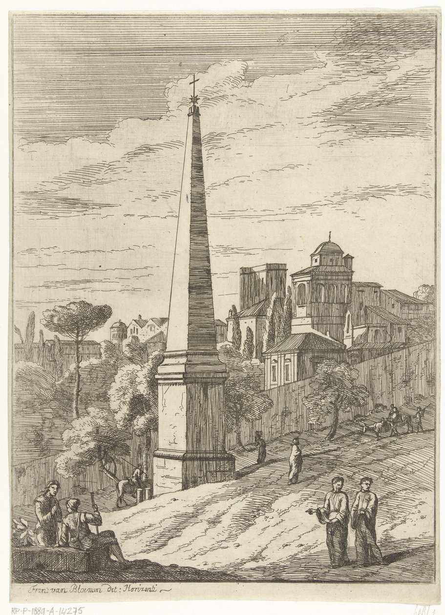 Italianate Landscape with Obelisk and View of a City by Jan Frans van Bloemen