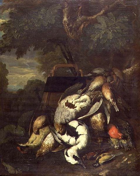 Dead Grouse, Woodpecker, Duck and Other Dead Birds in Wooded Landscape by Jan Fyt