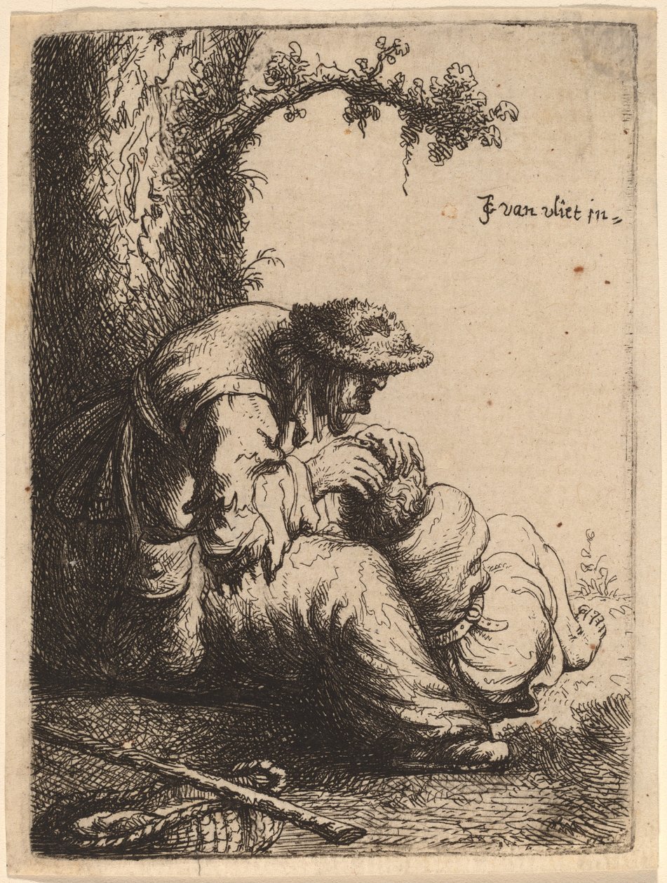 Beggar Woman Fleaing a Boy by Jan Georg van Vliet