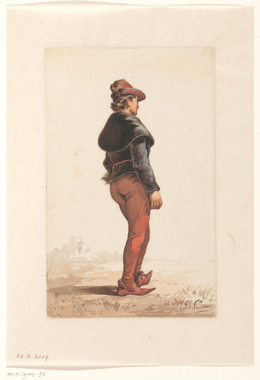 Standing Landsknecht in Burgundian Costume, from Behind by Jan Gerard Smits