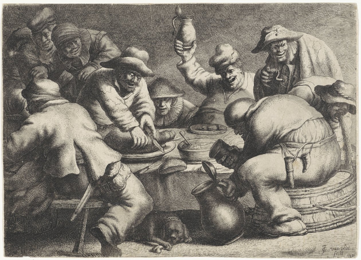 Peasant Meal by Jan Gillisz. van Vliet