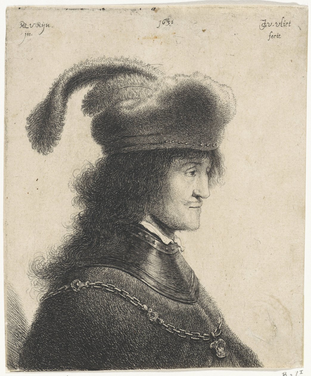 Bust of a Man with Collar and Hat with Feather (George Rakoczi I) by Jan Gillisz. van Vliet