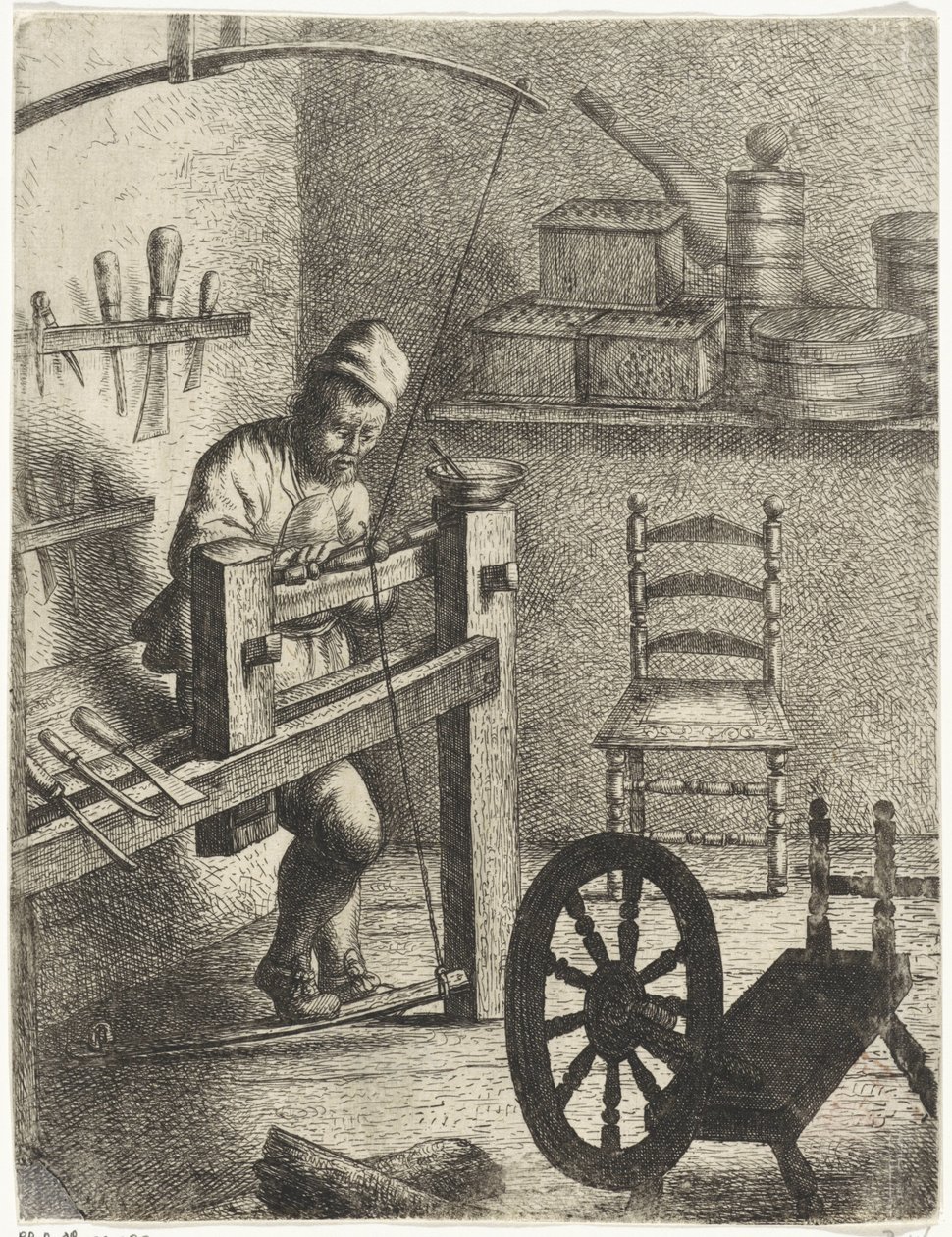 Worker Behind a Lathe (series title) by Jan Gillisz. van Vliet