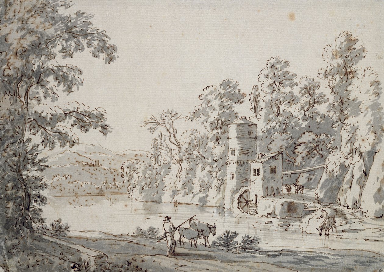 The Watermill by the Ford by Jan Hackaert