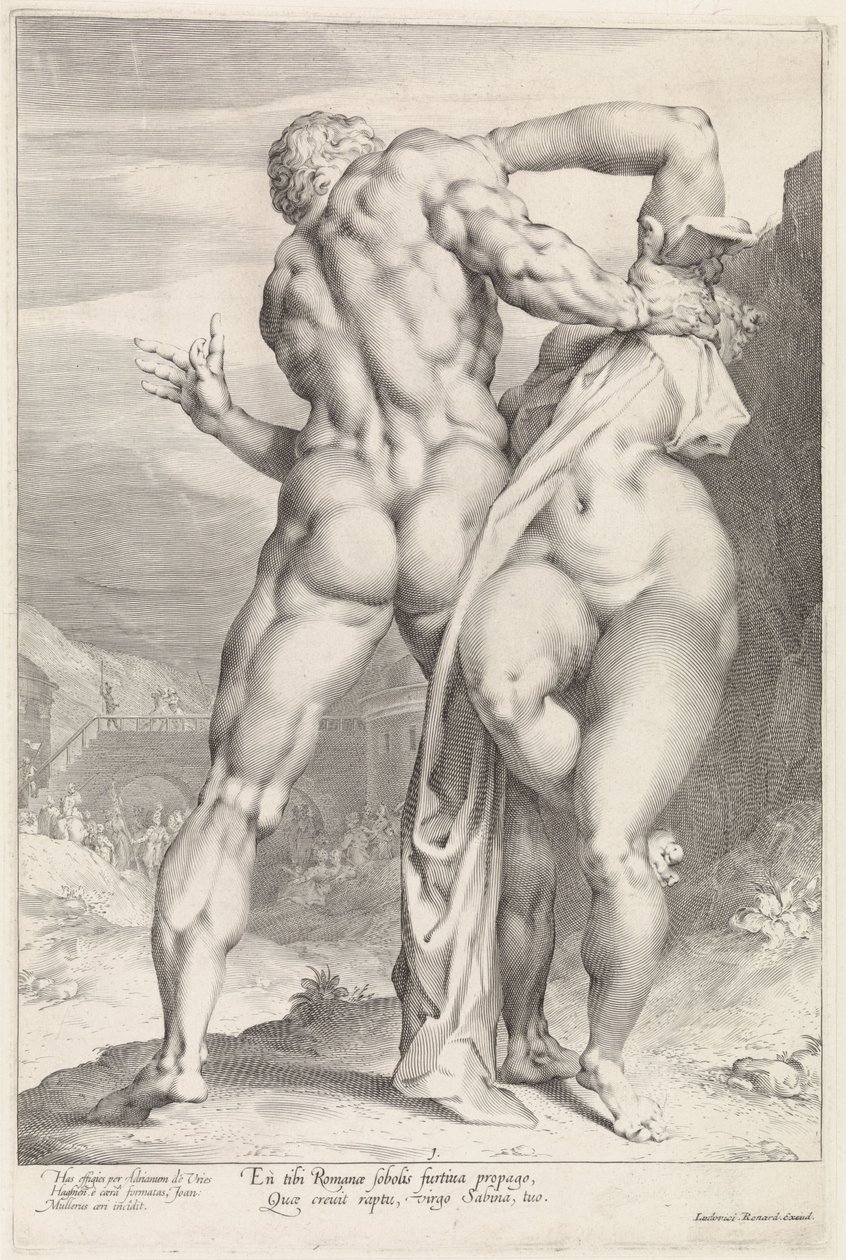 Rape of a Sabine Woman, Rear View, Rape of a Sabine Woman (series title) by Jan Harmensz. Muller
