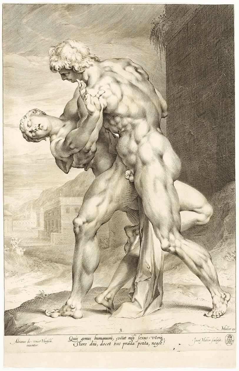 The Rape of a Sabine Woman, Lateral View by Jan Harmensz. Muller
