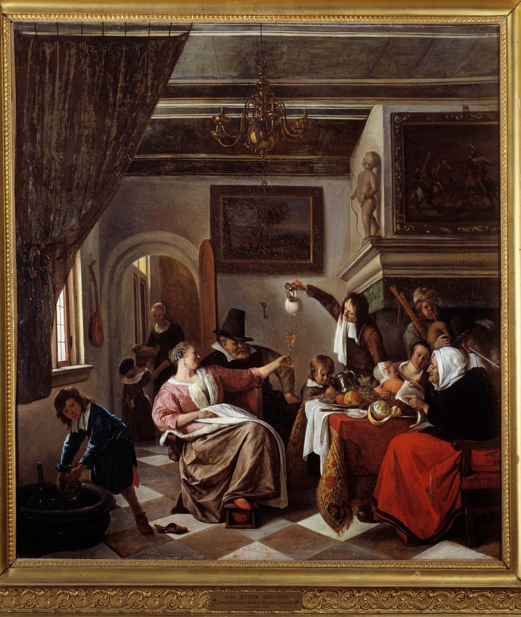 As the Old Sing, the Little Ones Tweet. Painting by Jan Steen (1626-1679) 1663. Montpellier, Musee Fabre by Jan Havicksz. Steen