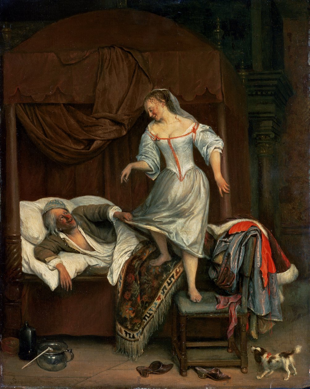 Bedroom scene by Jan Havickszoon Steen