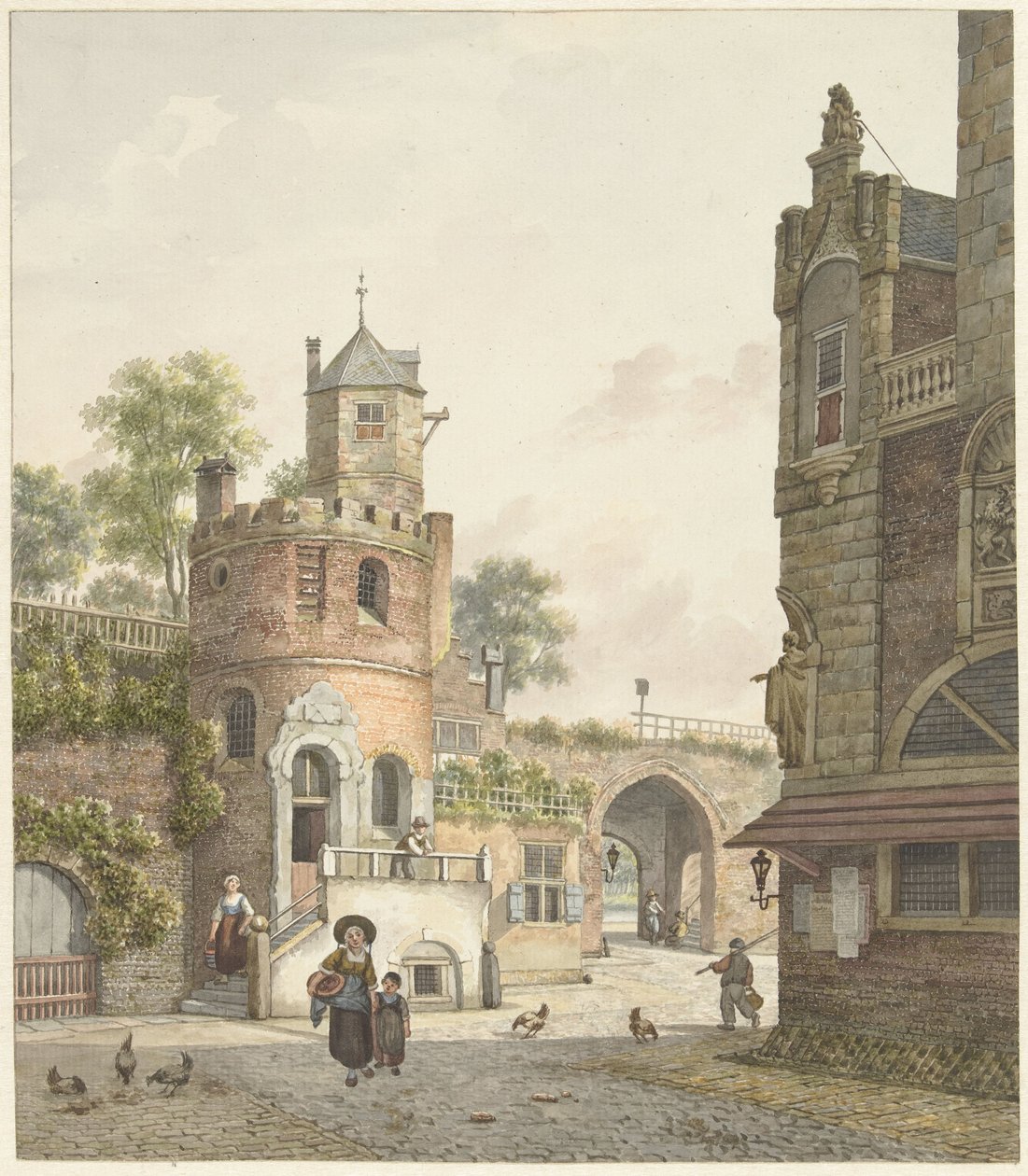 City Wall with a Tower and a Gate, Seen from Inside by Jan Hendrik Verheijen