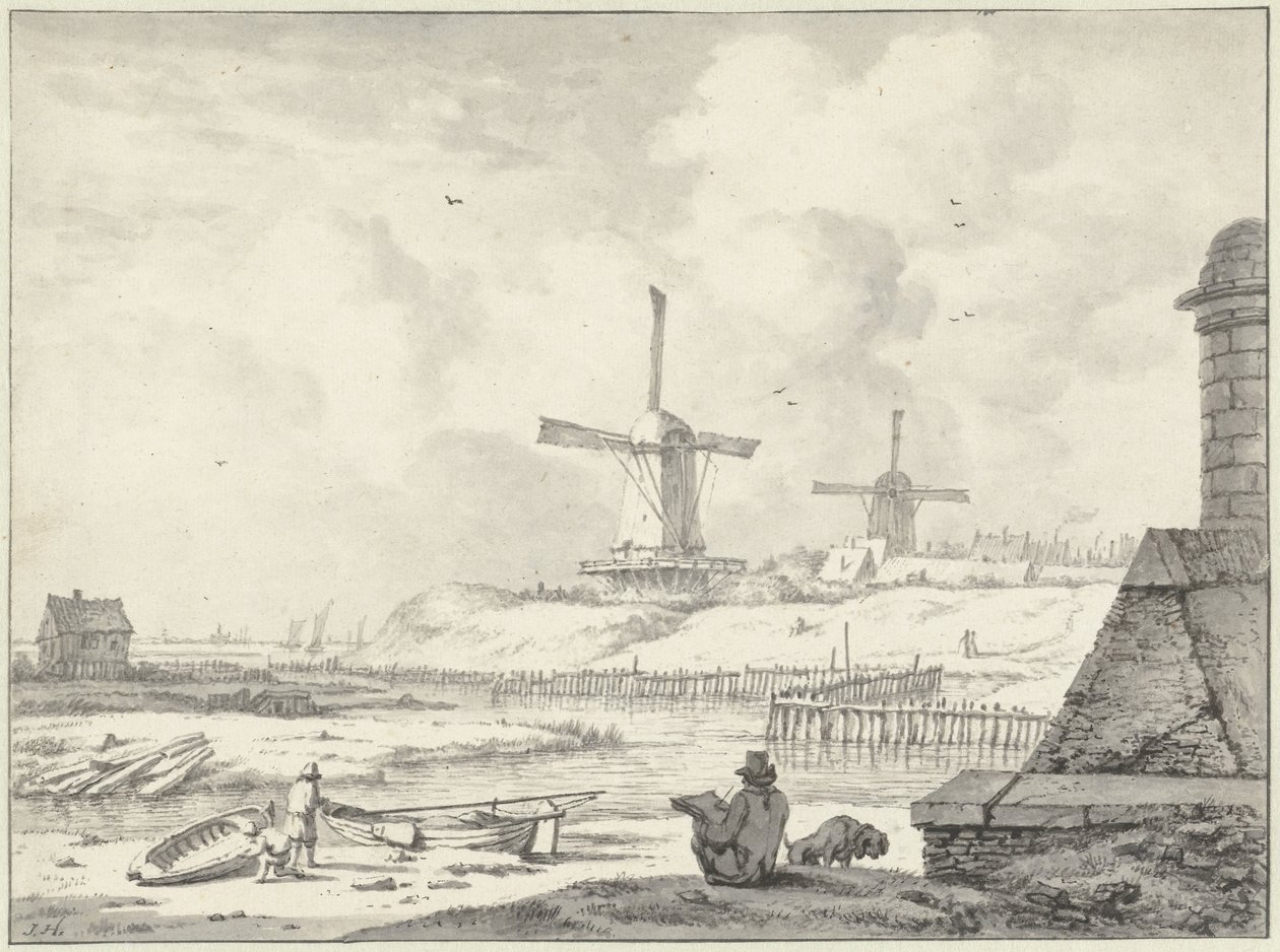 Sketching Artist on the Hoogendijk, Outside the Haarlemmer Gate by Jan Hulswit