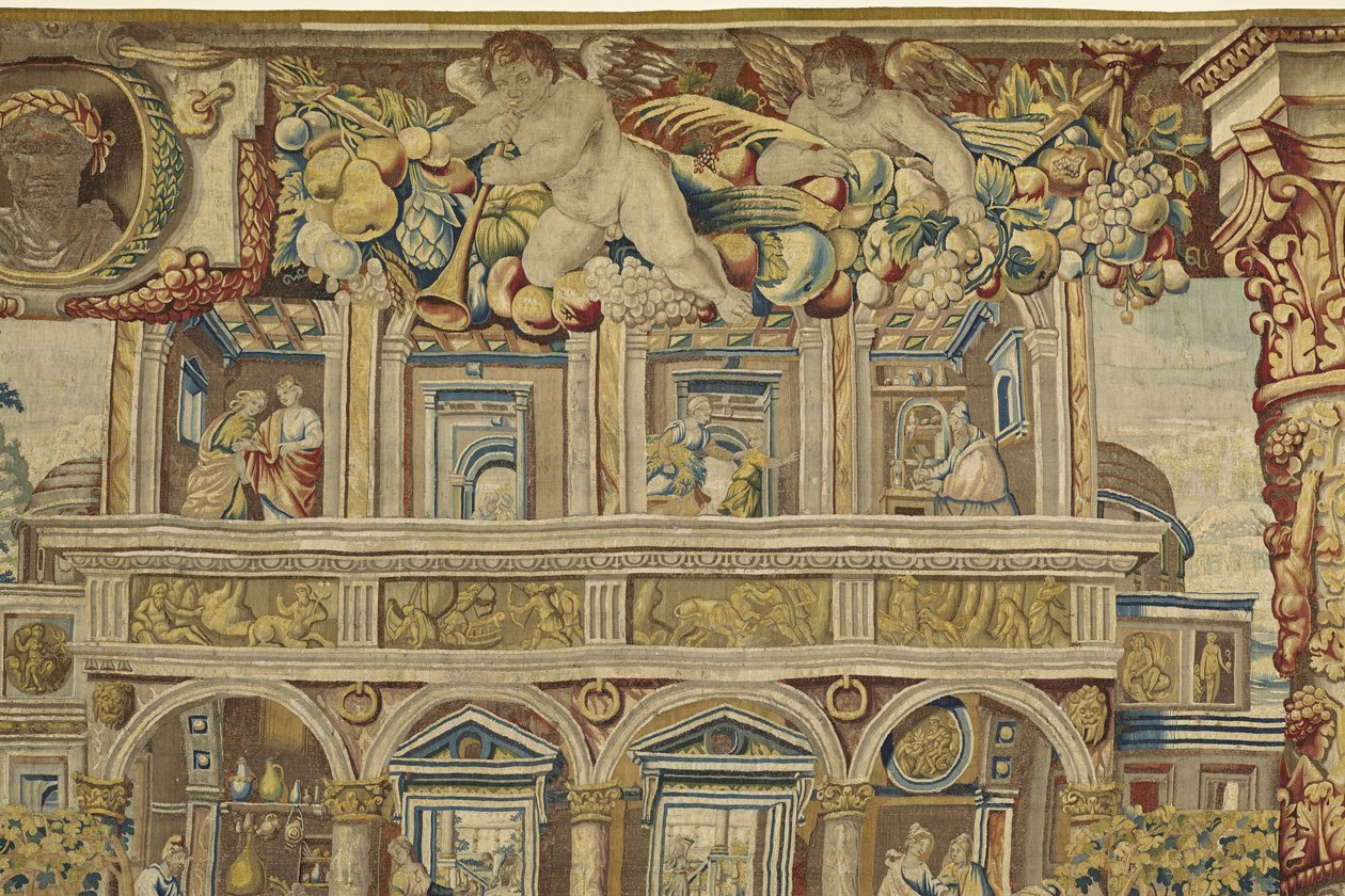 Palace and Musician Angel (detail) by Jan II Raes