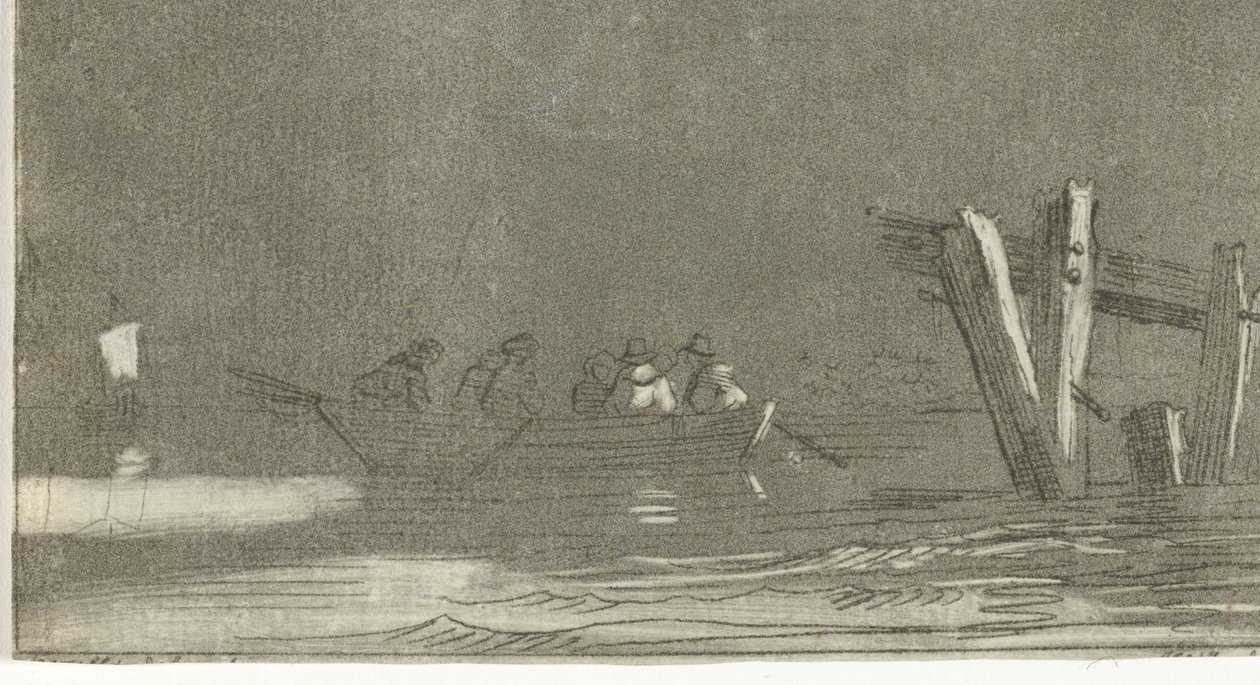 Rowboat with Figures on a River by Jan Izaak van Mansvelt