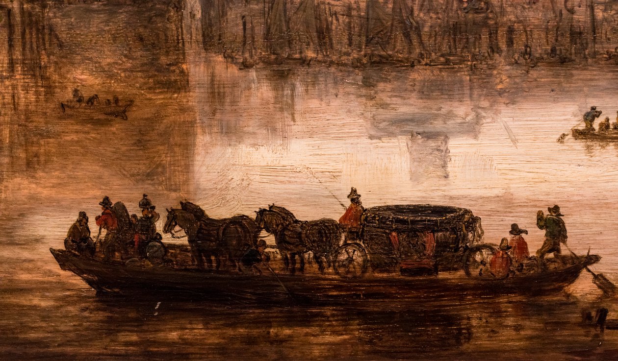 A Large Ferry with a Four-Horse Coach, Detail by Jan Josephsz van Goyen