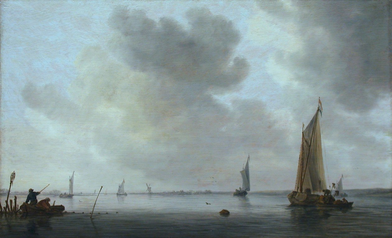 Fishing Boats off an Estuary by Jan Josephsz van Goyen
