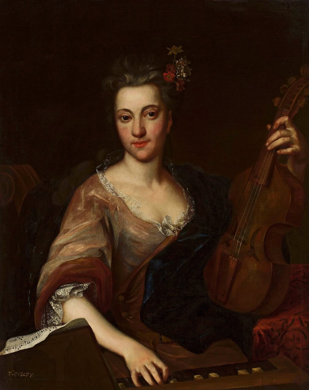 Portrait of a woman with a viola d’amore (Maria Helena Sabina Imhoff?) by Jan Kupecký