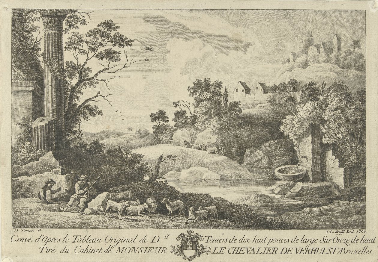 View of a Landscape with Shepherds by Jan Lauwryn Krafft (I)
