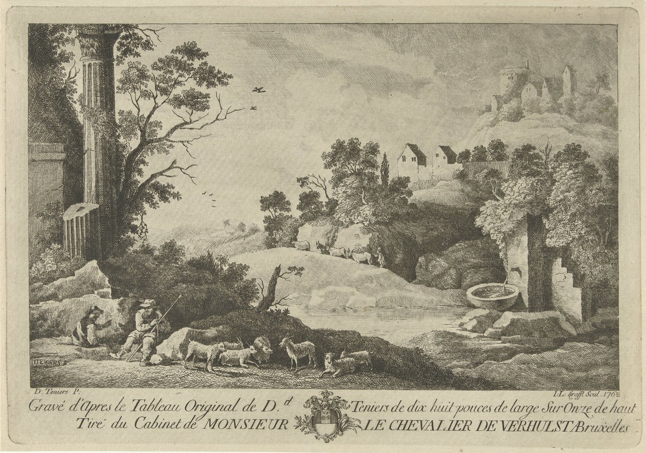 View of a Landscape with Shepherds by Jan Lauwryn Krafft (I)