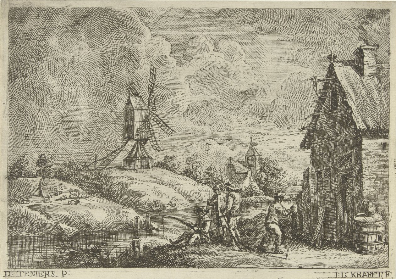 Landscape with Inn and Mill by Jan Lauwryn Krafft (I)