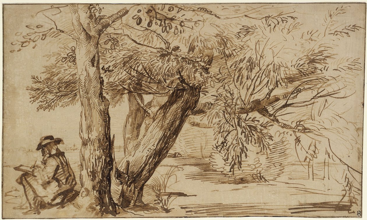Landscape with a draughtsman at the edge of the forest by Jan Lievens