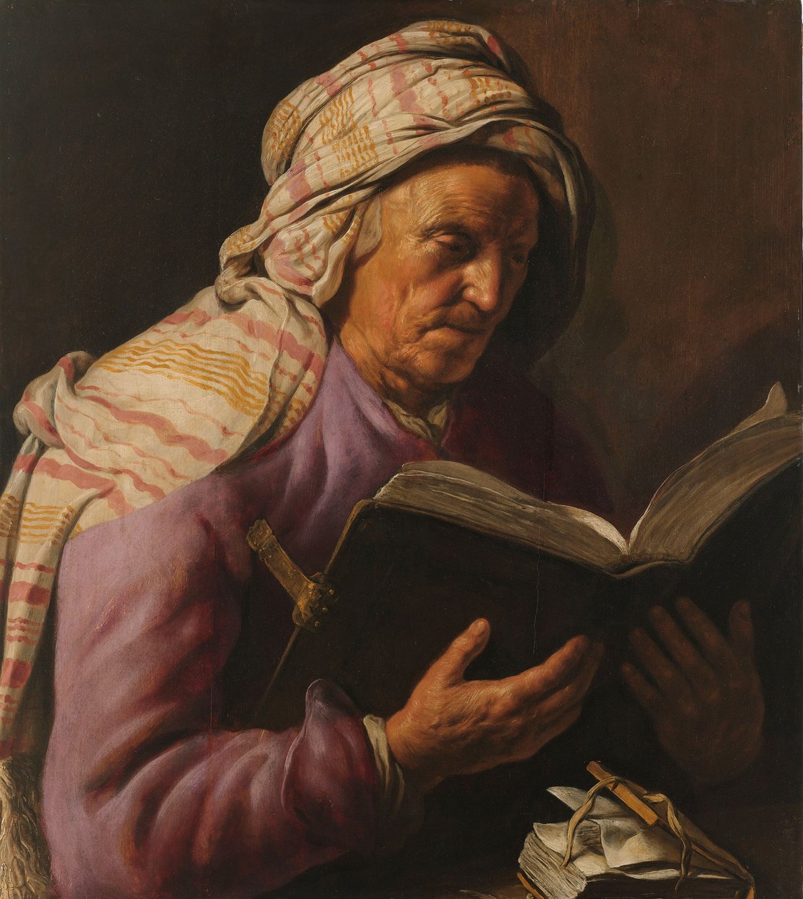 Old Woman Reading by Jan Lievensz.