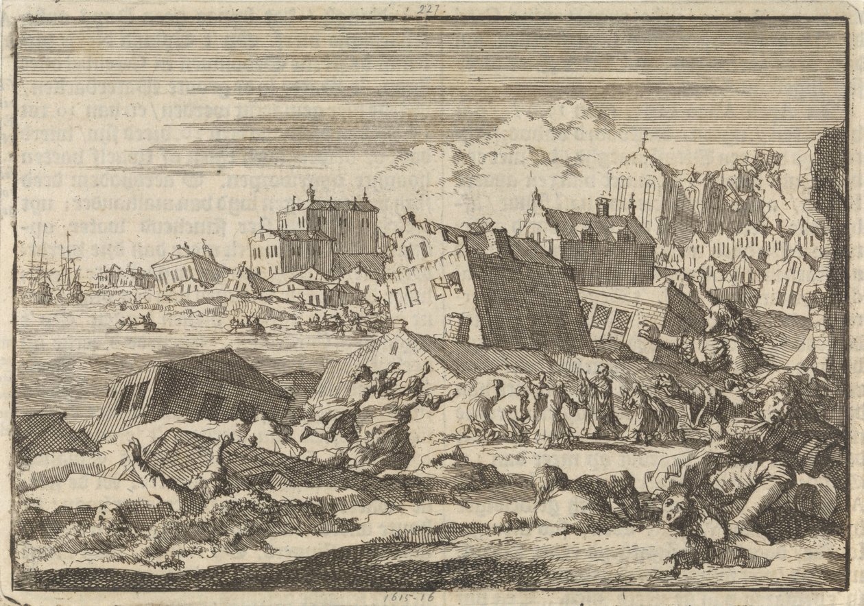 Earthquake in Jamaica Destroying the City of Port Royal, 1692 by Jan Luyken