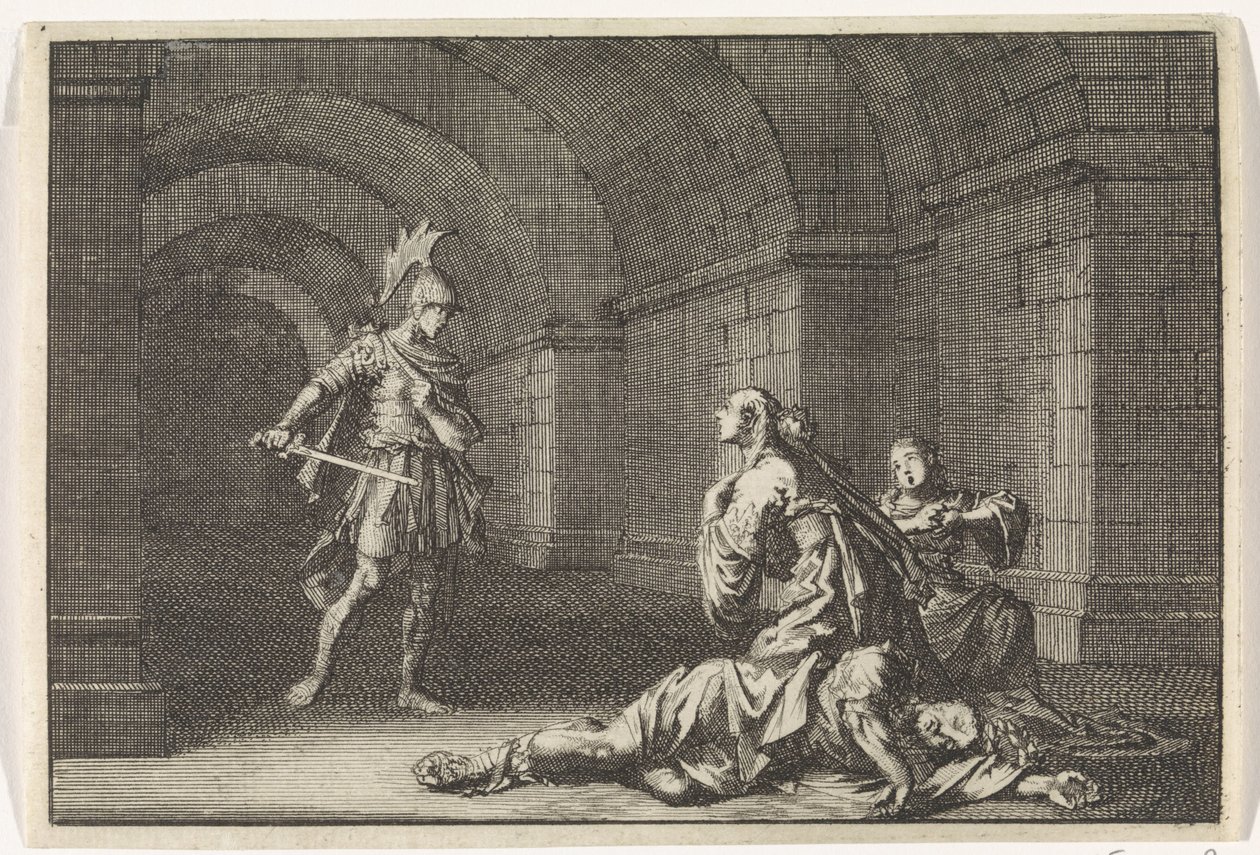 Caesonia with Her Daughter Killed by Lupus by Jan Luyken