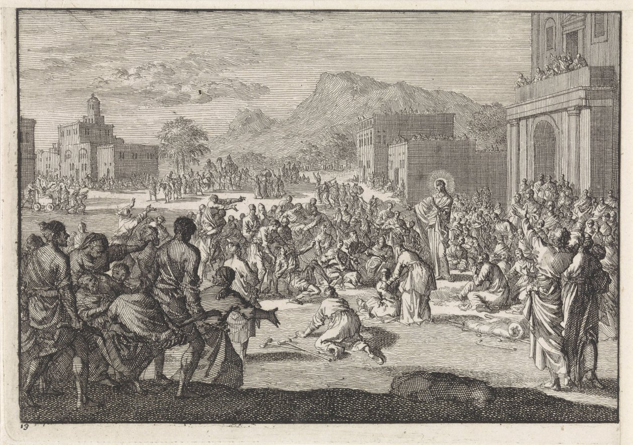 Christ Speaking to a Crowd in a Square by Jan Luyken