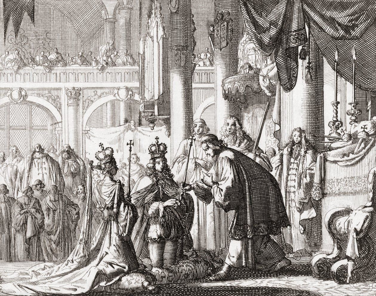 Coronation of King William III and Queen Mary II, April 11 by Jan Luyken