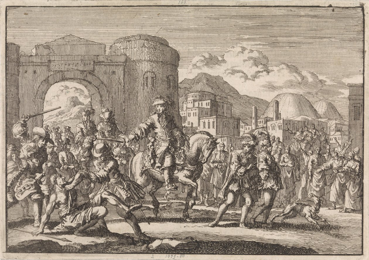 French Envoy to the Sultan Enters Jerusalem on Horseback, 1674 by Jan Luyken